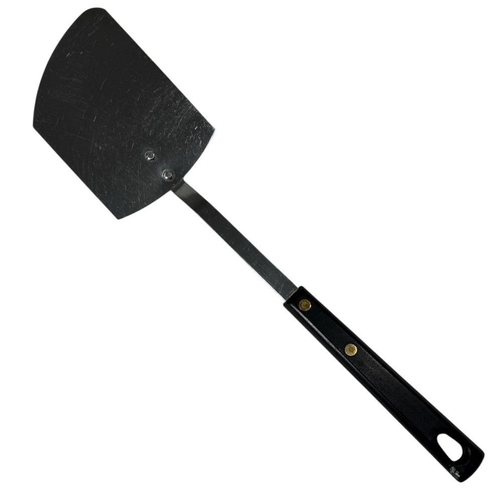 Vintage Angled Stainless Steel Spatula Black Handle Flipper Turner USA